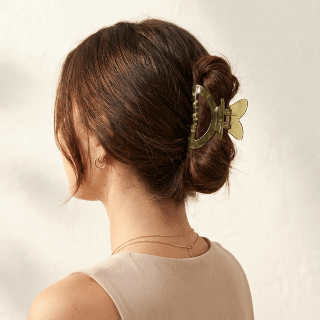Loose Low Bun with Butterfly Clip
