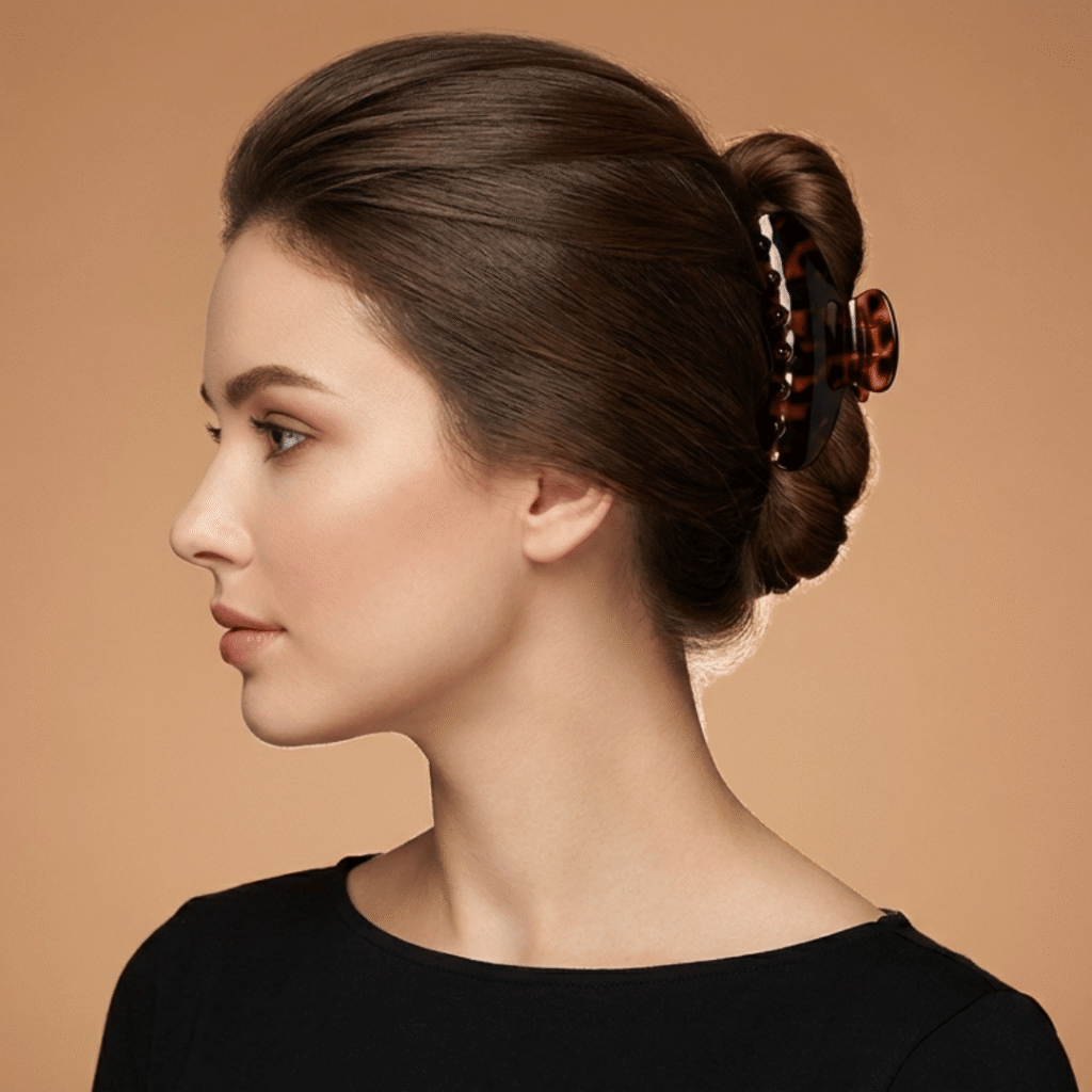 Structured Claw Clip Bun (Editorial Studio Look)