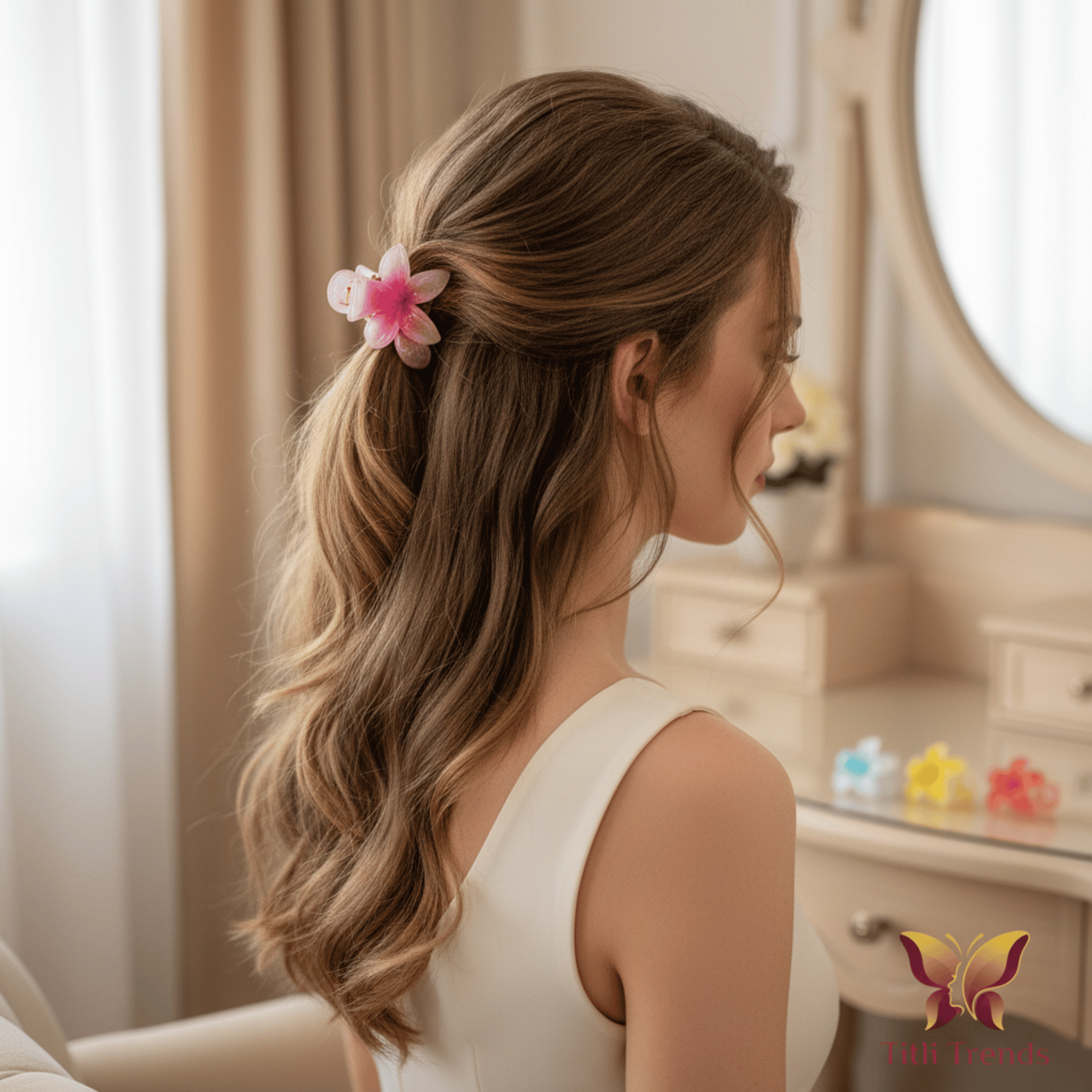 Bloom Glow Floral Claw Hair Clip Elegant Acrylic Flower Hair Clip Strong Hold Stylish Hair Accessory - Image 15