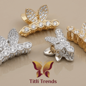 Crystal Butterfly Luxe Metal Hair Claw Clip Premium Rhinestone Gold & Silver Hair Accessory for Women