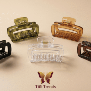 Crystal Clear Rectangle Hair Claw Clip Transparent Strong Hold Acrylic Hair Clutcher for Women & Girls