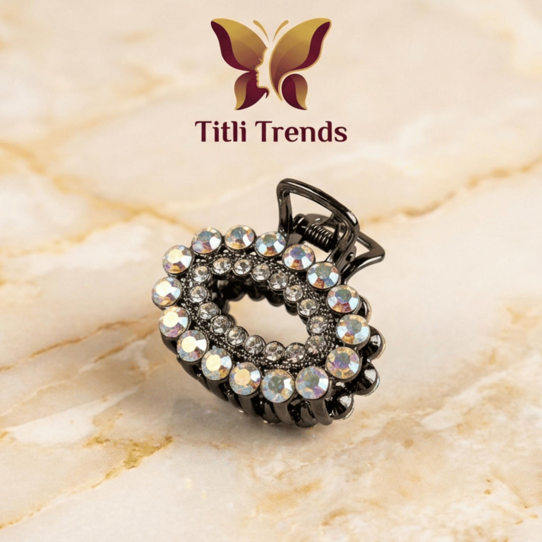 Crown Luxe Crystal Metal Hair Claw Clip Premium Rhinestone - Image 7