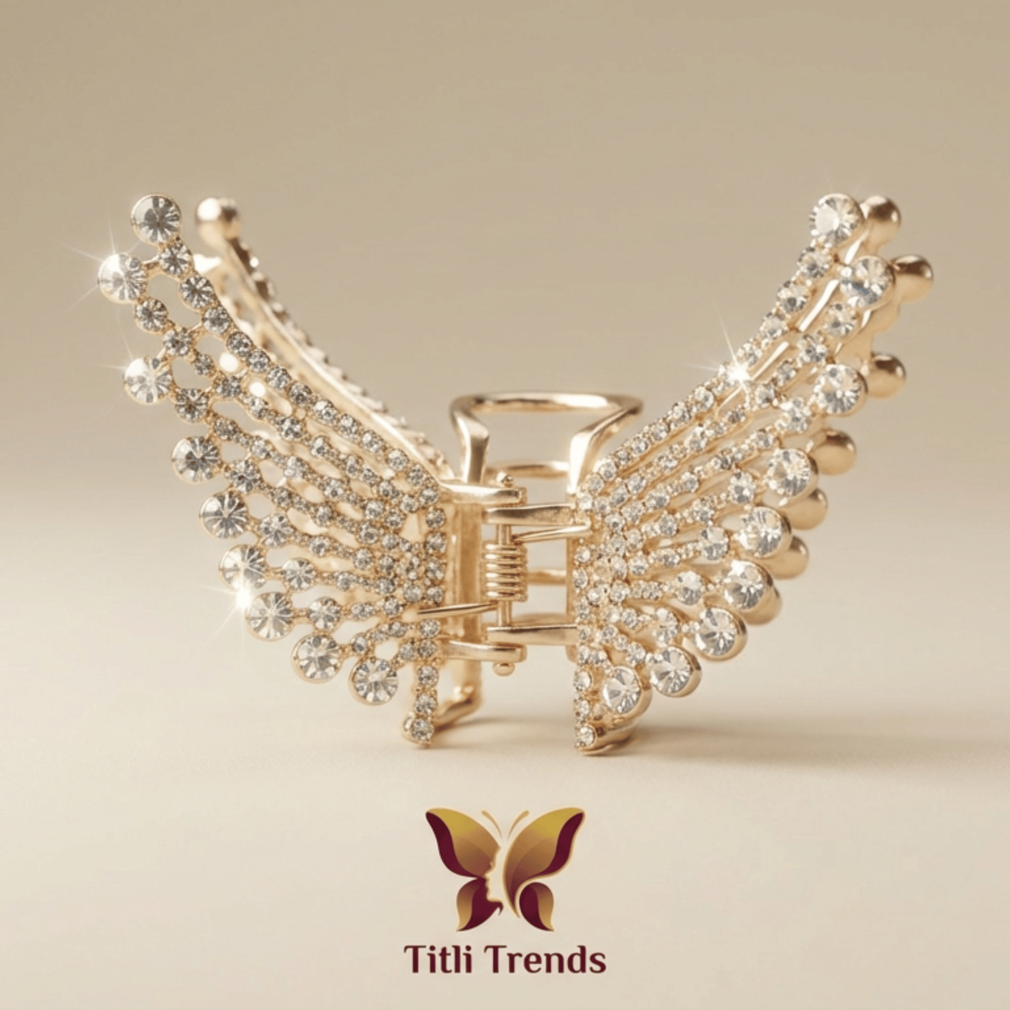 Crystal Wing Luxe Metal Hair Claw Clip Elegant Rhinestone Luxury Hair Accessory for Women & Girls - Image 2