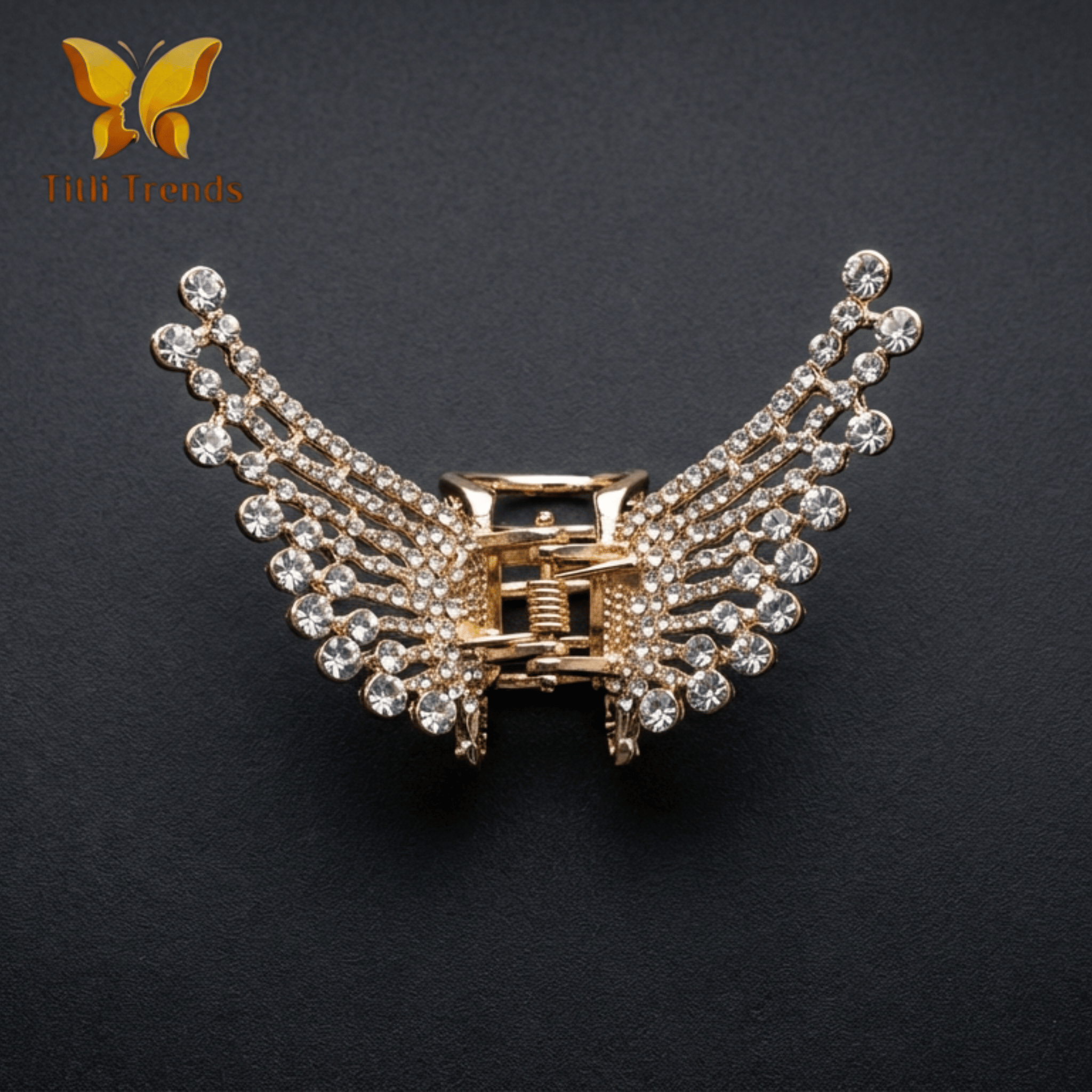 Crystal Wing Luxe Metal Hair Claw Clip Elegant Rhinestone Luxury Hair Accessory for Women & Girls - Image 3