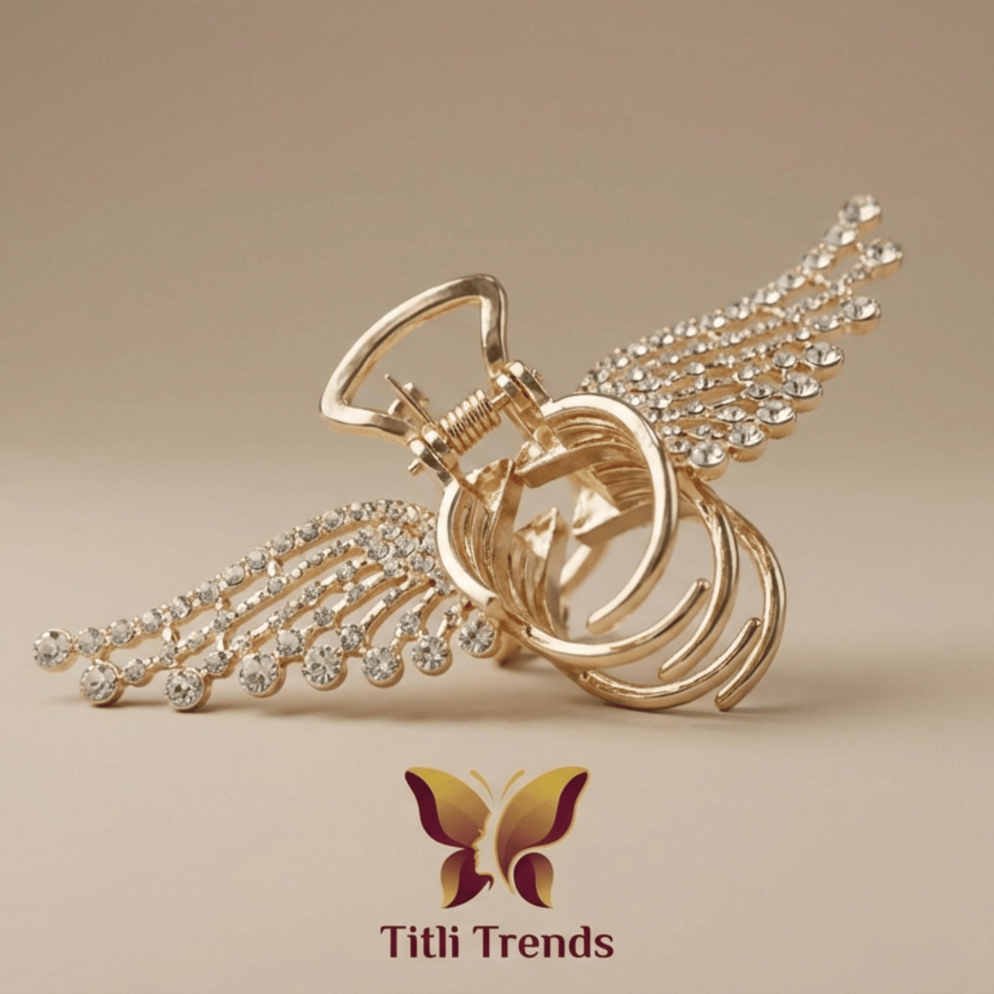 Crystal Wing Luxe Metal Hair Claw Clip Elegant Rhinestone Luxury Hair Accessory for Women & Girls - Image 4