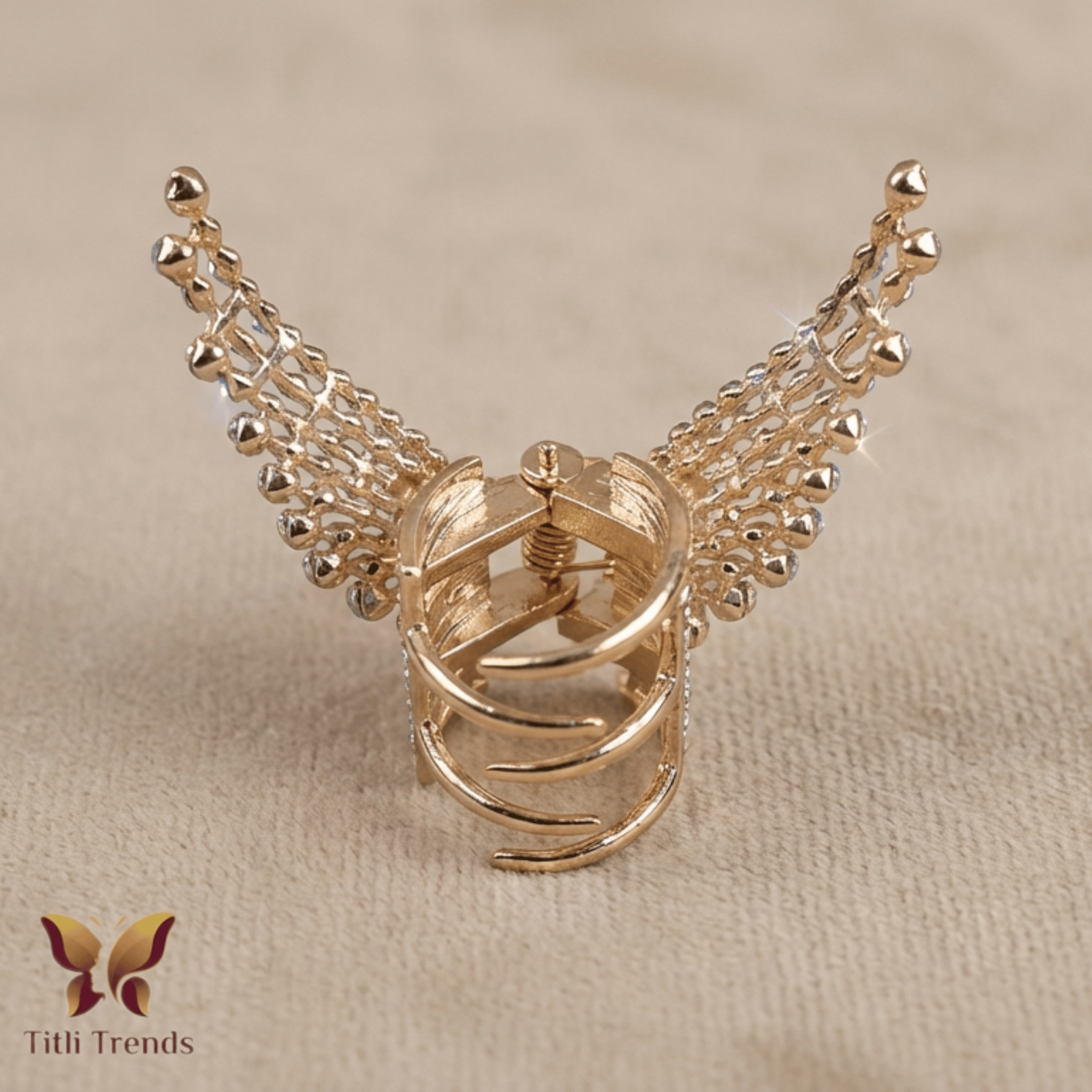 Crystal Wing Luxe Metal Hair Claw Clip Elegant Rhinestone Luxury Hair Accessory for Women & Girls - Image 5