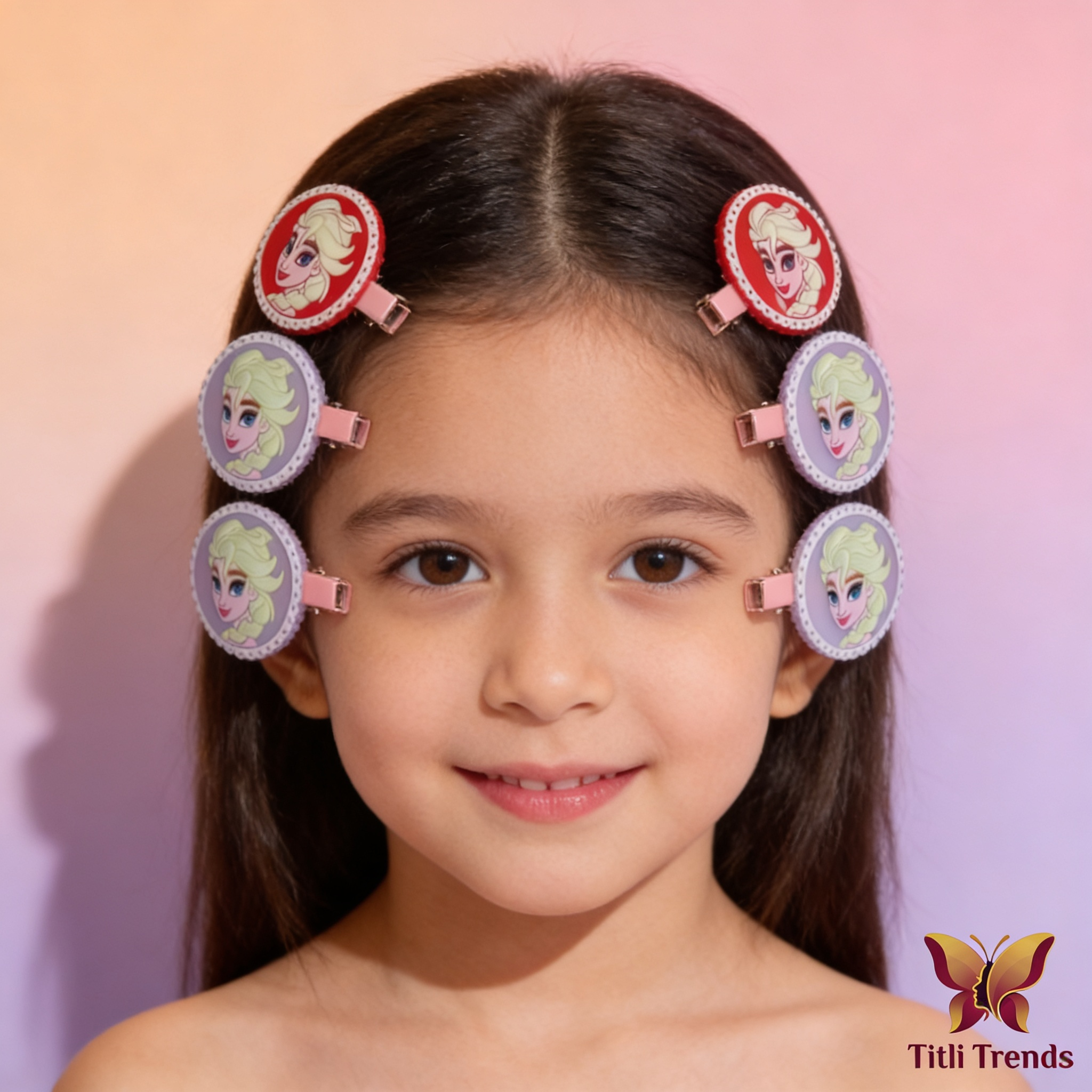 Kids Cartoon Hair Clips Pack of 4 – Cute Princess BB Hair Clips Set for Girls - Image 2