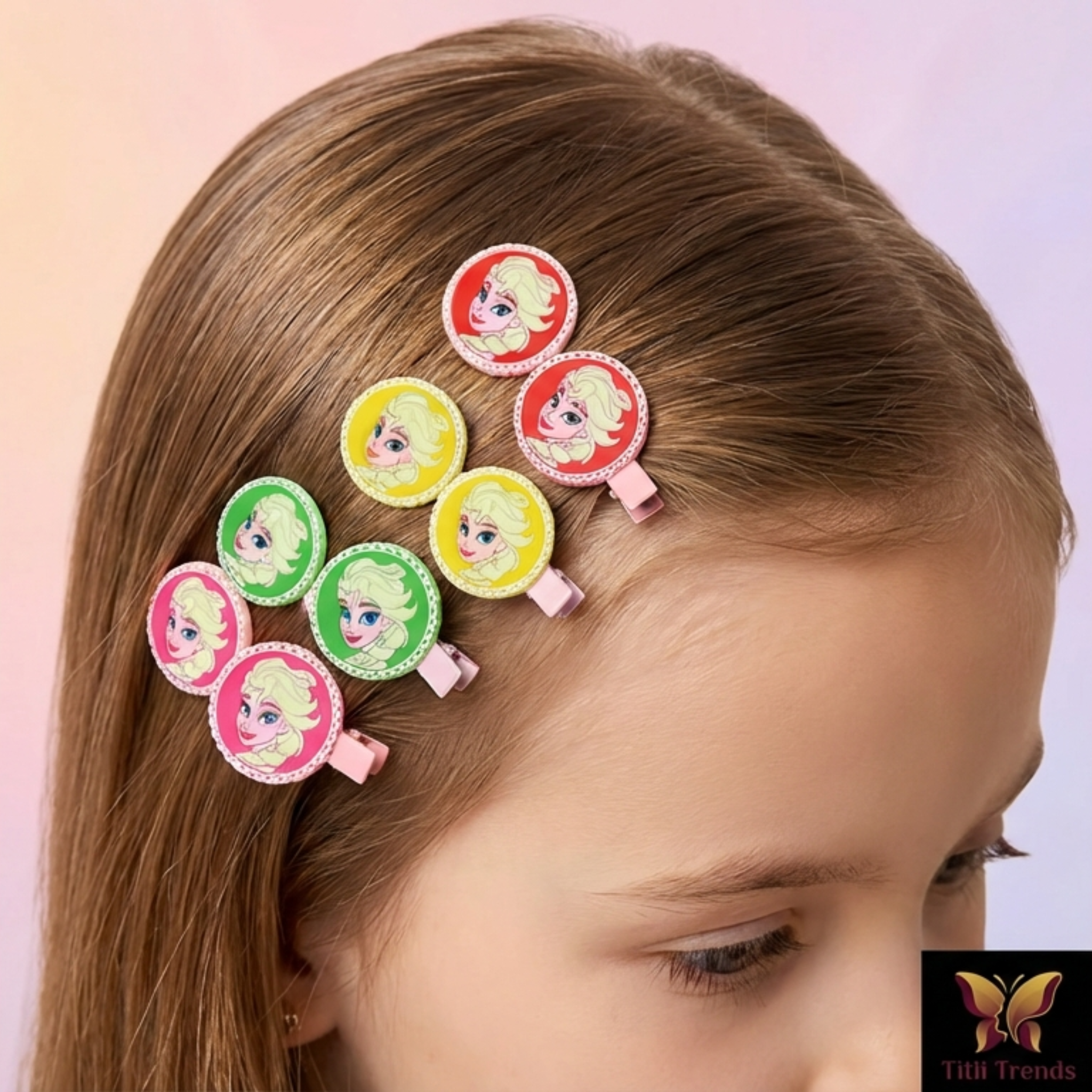 Kids Cartoon Hair Clips Pack of 4 – Cute Princess BB Hair Clips Set for Girls