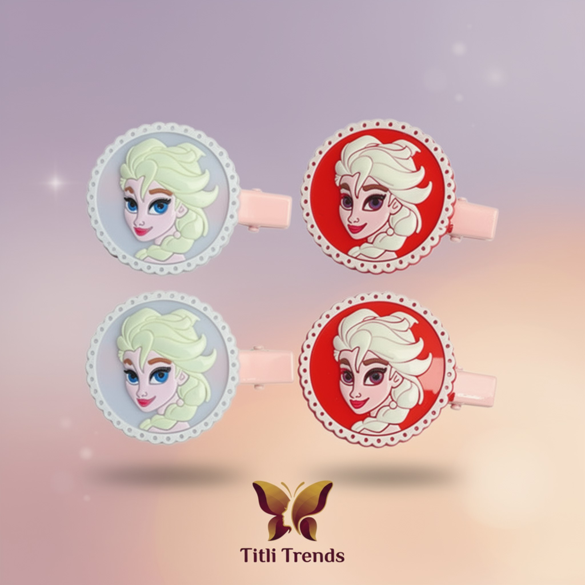 Kids Cartoon Hair Clips Pack of 4 – Cute Princess BB Hair Clips Set for Girls - Image 4