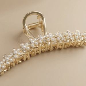 Elegant Pearl Floral Metal Hair Claw Clip – Premium Flower Hair Clip for Girls & Women