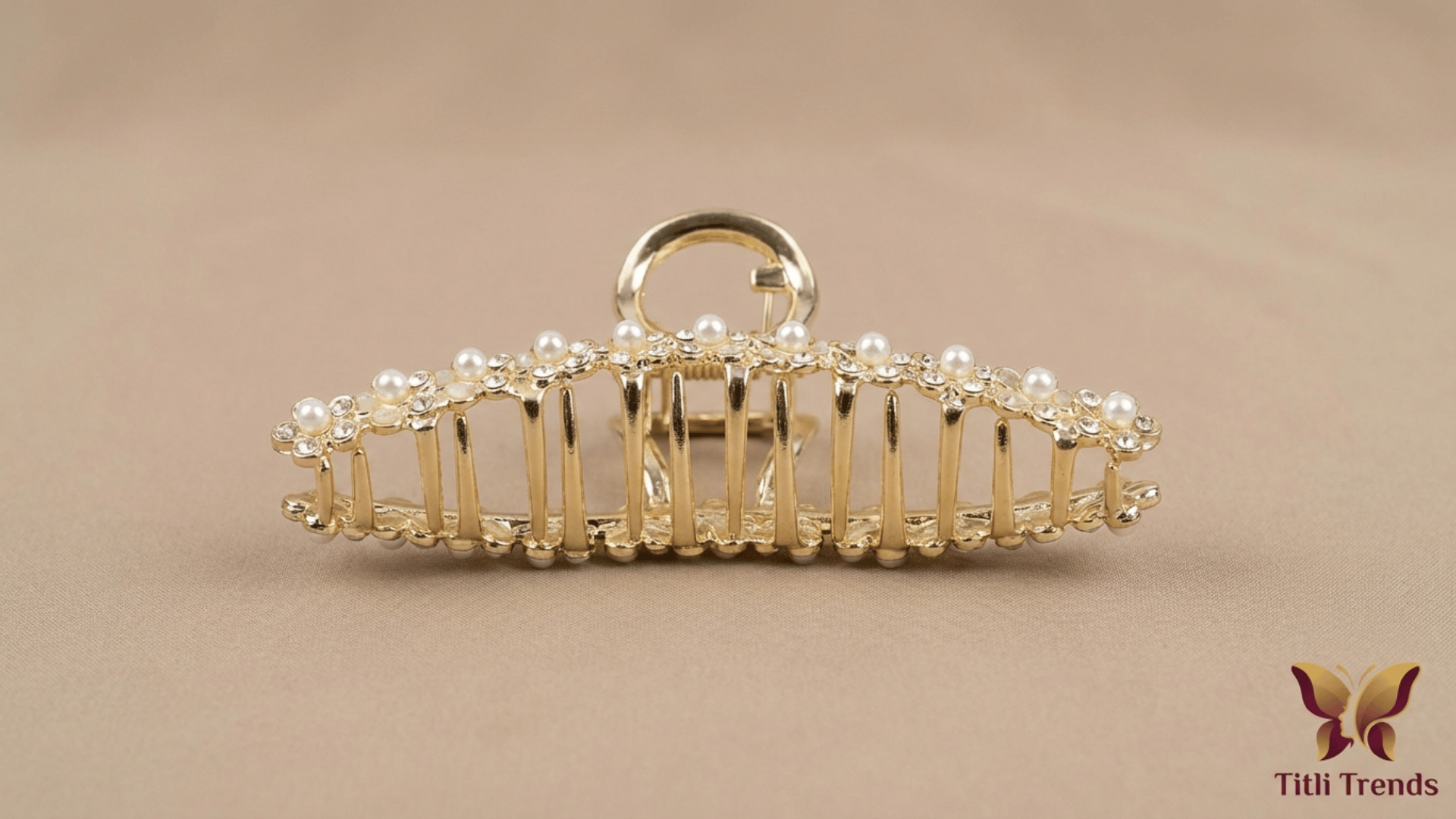 Elegant Pearl Floral Metal Hair Claw Clip – Premium Flower Hair Clip for Girls & Women - Image 4