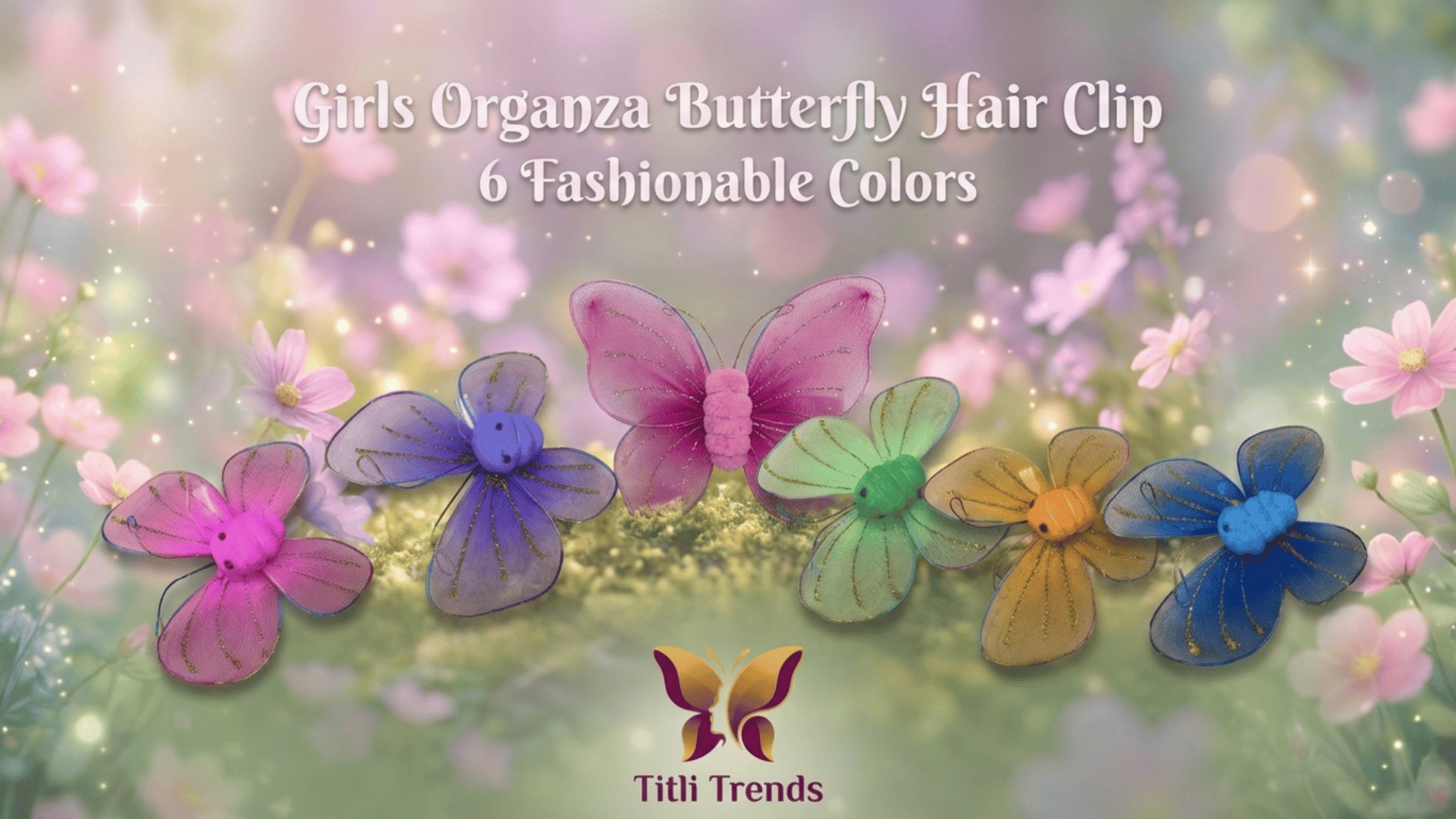 Girls Organza Butterfly Hair Clip – Elegant Glitter Wings Hair Accessory for Kids & Girls