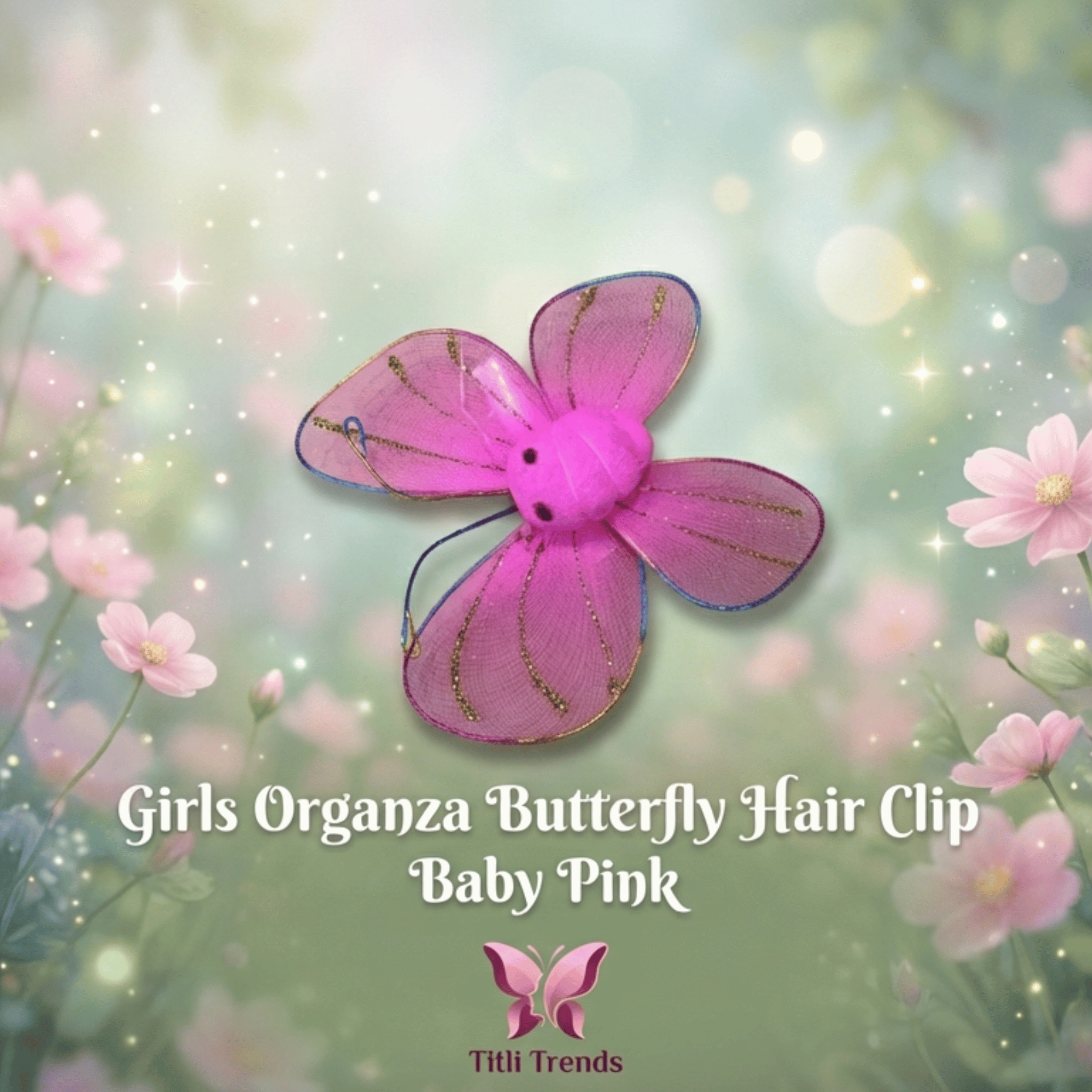 Girls Organza Butterfly Hair Clip – Elegant Glitter Wings Hair Accessory for Kids & Girls - Image 6