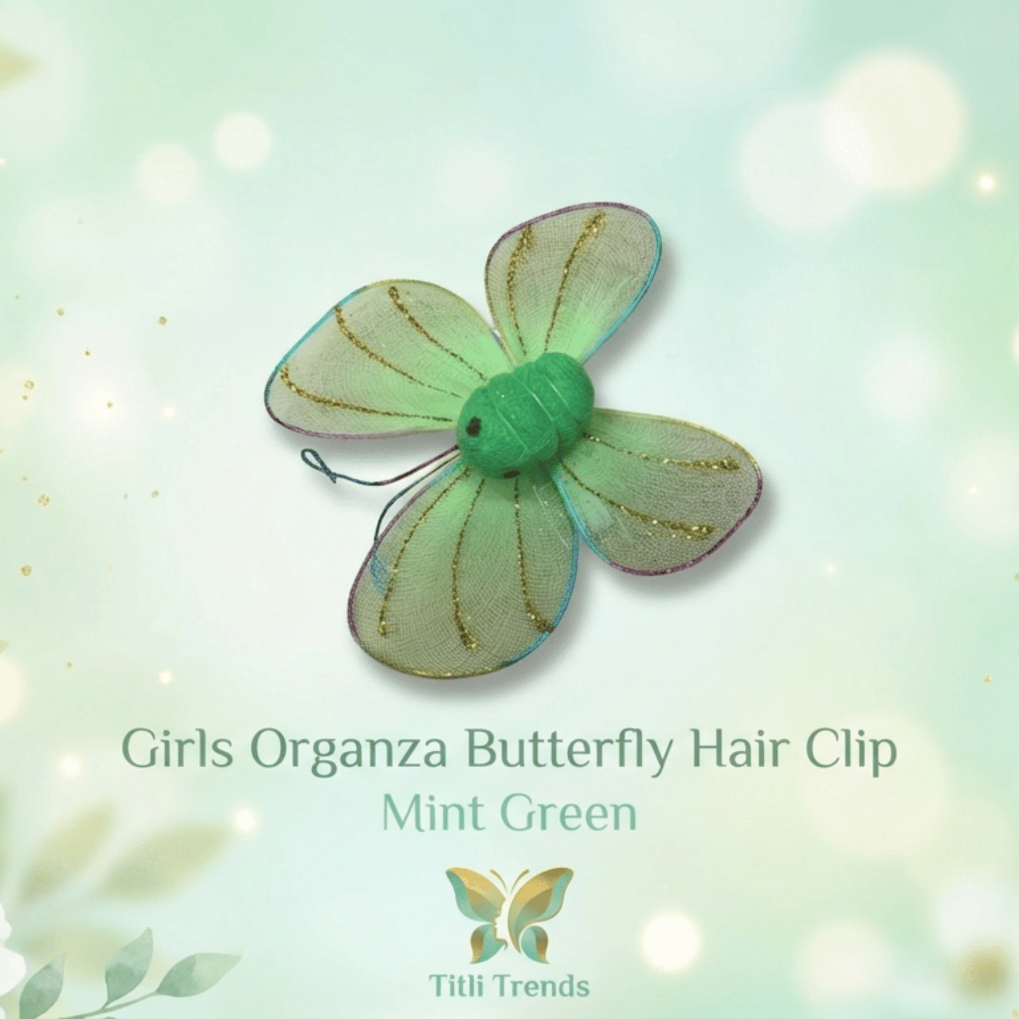 Girls Organza Butterfly Hair Clip – Elegant Glitter Wings Hair Accessory for Kids & Girls - Image 3
