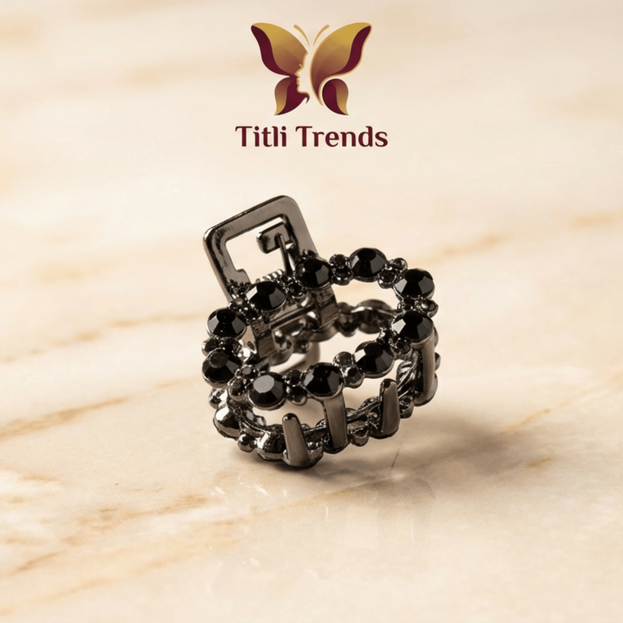 Crown Luxe Crystal Metal Hair Claw Clip Premium Rhinestone - Image 3