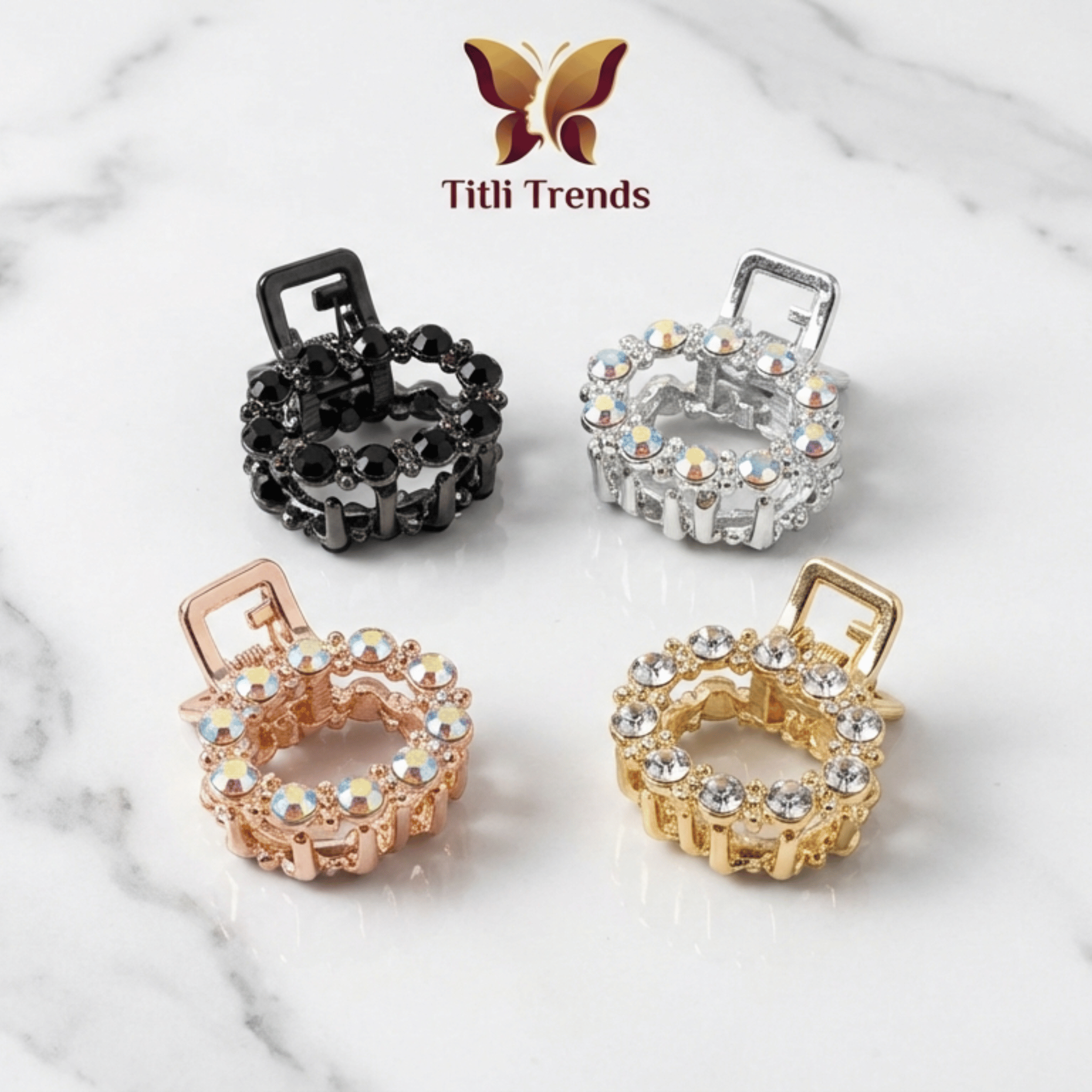 Crown Luxe Crystal Metal Hair Claw Clip Premium Rhinestone - Image 2