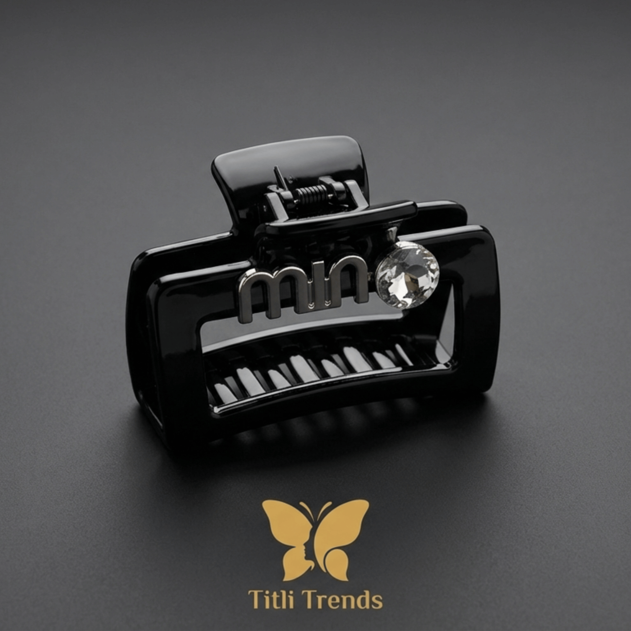 Luxury Minimal Crystal Accent Rectangle Hair Claw Clip Strong Hold Acrylic Clutcher for Women & Girls - Image 2