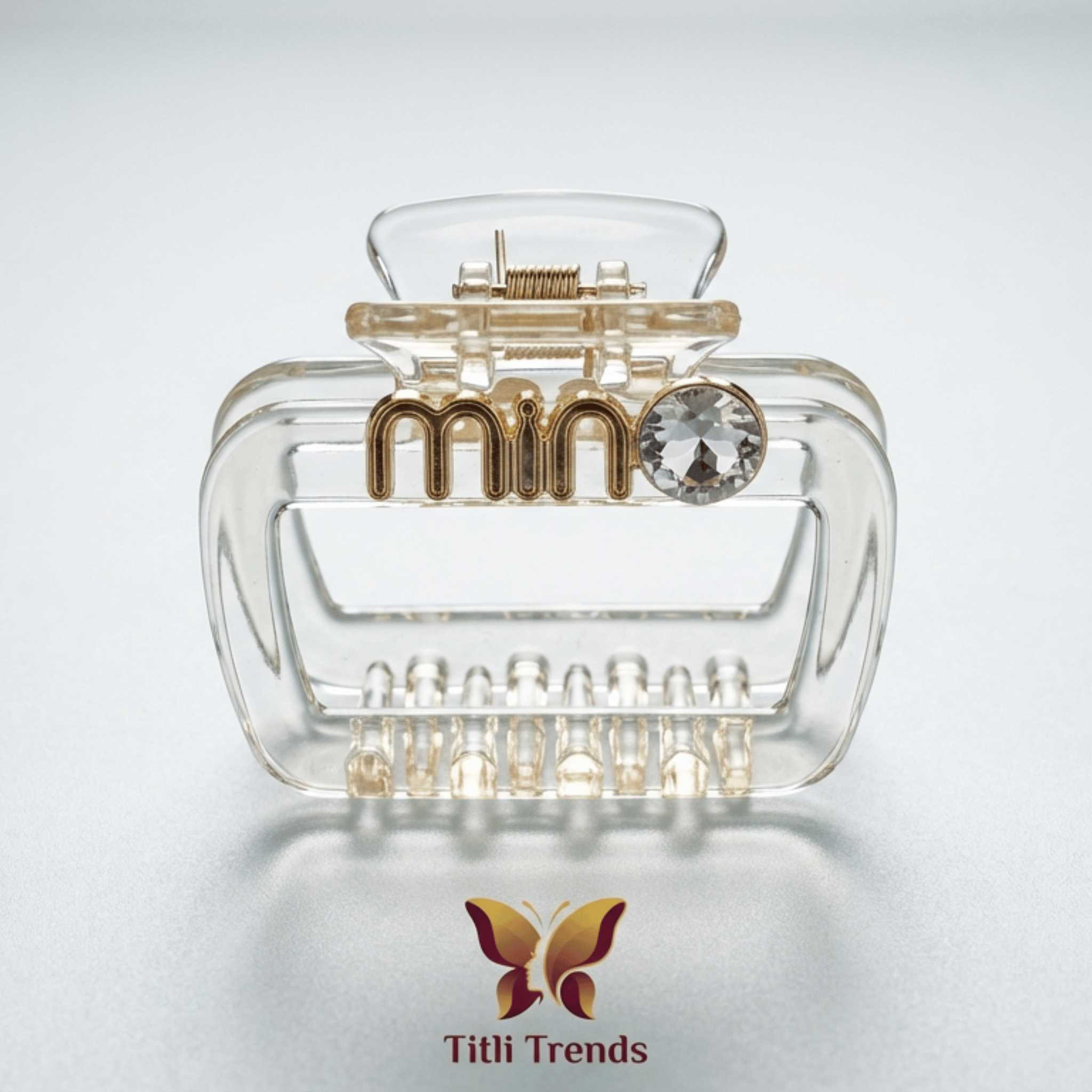 Luxury Minimal Crystal Accent Rectangle Hair Claw Clip Strong Hold Acrylic Clutcher for Women & Girls - Image 4