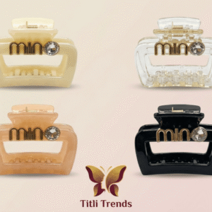 Luxury Minimal Crystal Accent Rectangle Hair Claw Clip Strong Hold Acrylic Clutcher for Women & Girls