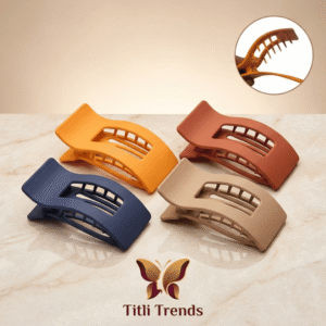 Matte Double Grip Rectangle Hair Claw Clip for Girls & Women