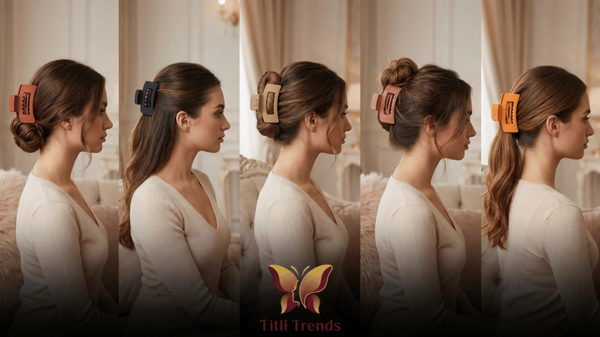 Matte Double Grip Rectangle Hair Claw Clip for Girls & Women - Image 11