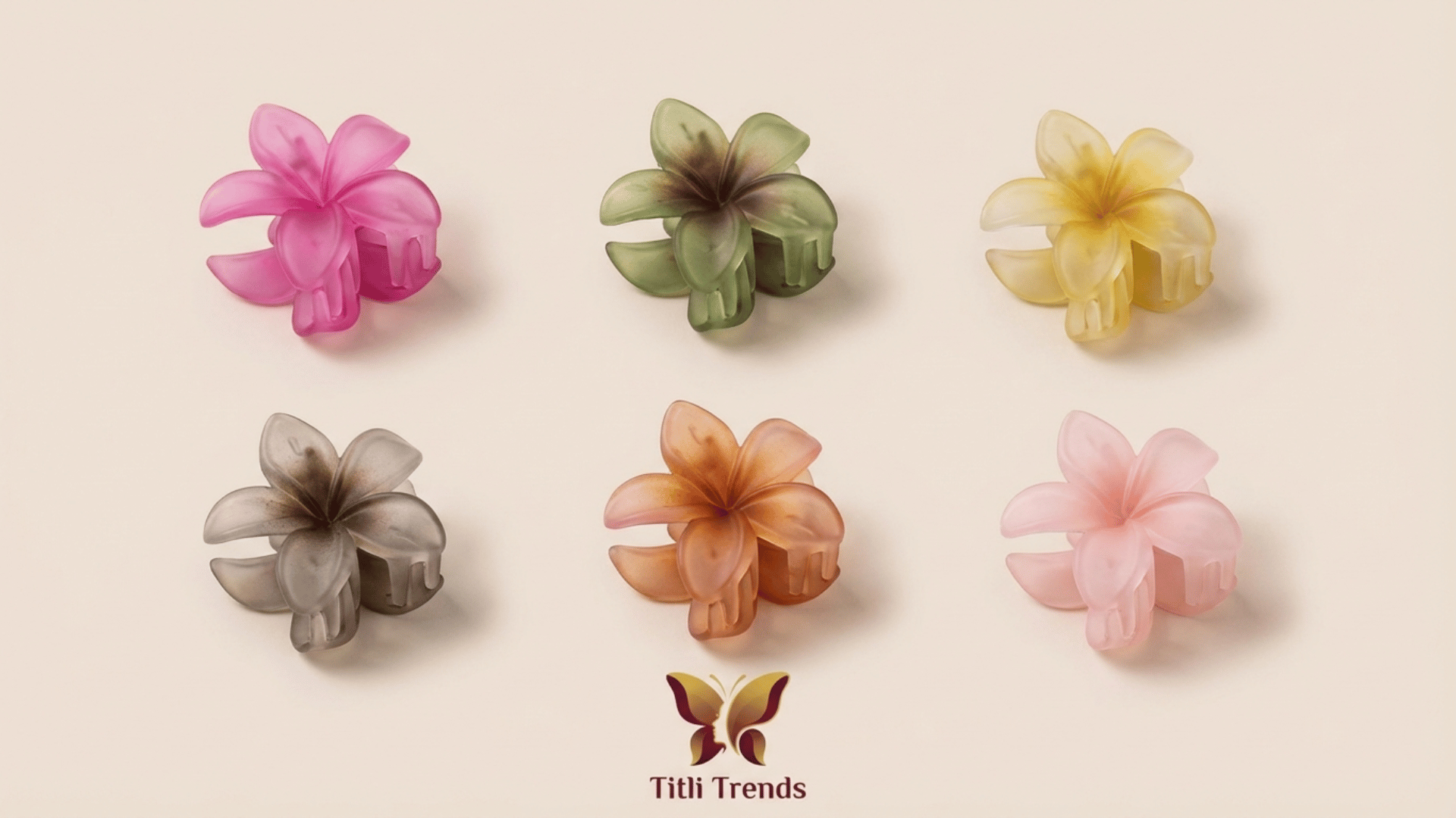 Matte Floral Acrylic Transparent Hair Claw Clip Elegant Flower Hair Clip for Women & Girls