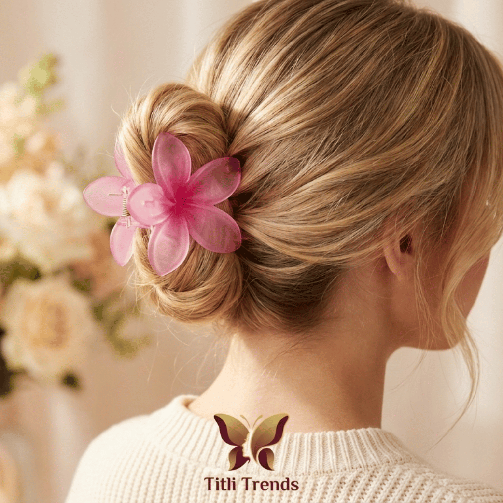 Matte Floral Acrylic Transparent Hair Claw Clip Elegant Flower Hair Clip for Women & Girls - Image 8