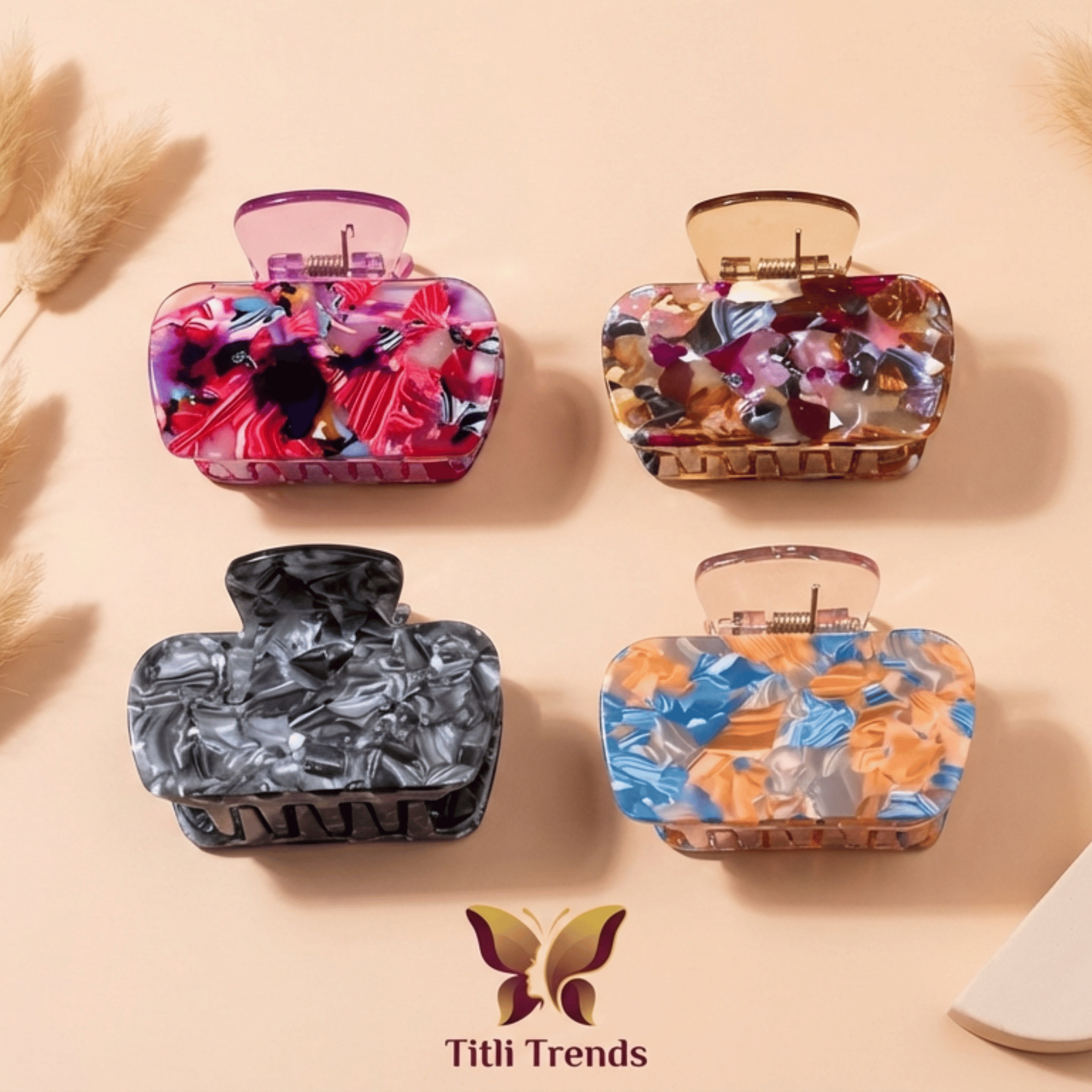 Matte Loop Hair Claw Clip Multi-Color Strong Hold Hair Clip for Women & Girls | Stylish Matte Hair Accessory - Image 2