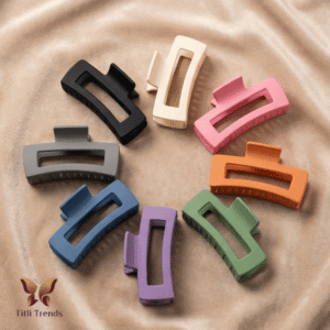 Matte Loop Rectangle Hair Claw Clip – Strong Hold Minimalist Non-Slip Hair Clip for Women