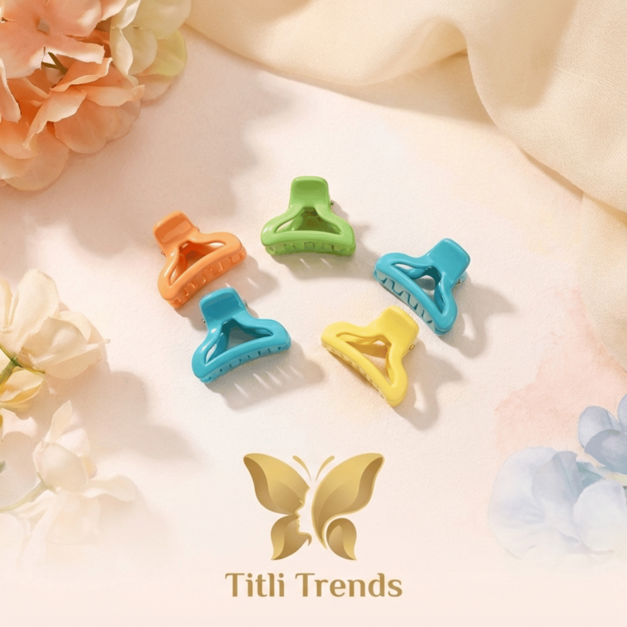 Pastel Mini Hair Claw Clip Pack of 5 Glossy Set for Girls & Women - Image 3