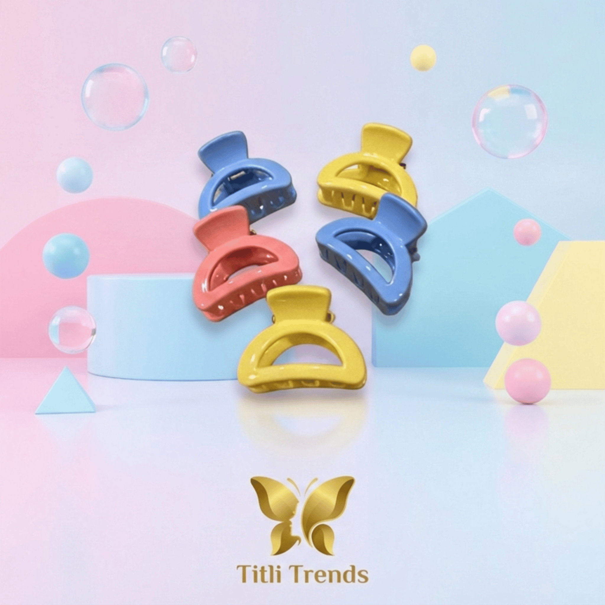 Pastel Mini Hair Claw Clip Pack of 5 Glossy Set for Girls & Women - Image 4