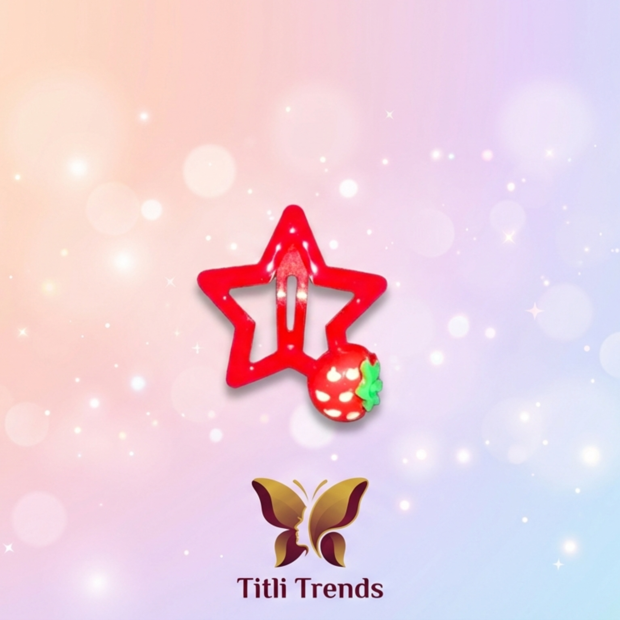 Red Star Strawberry Hair Clips Set – Cute Kids BB Hair Clips (4-Piece Pack) - Image 3