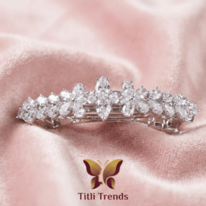 Royal Crystal Blossom Hair Clip 3 Inch Luxury Rhinestone Barrette for Elegant Hairstyles