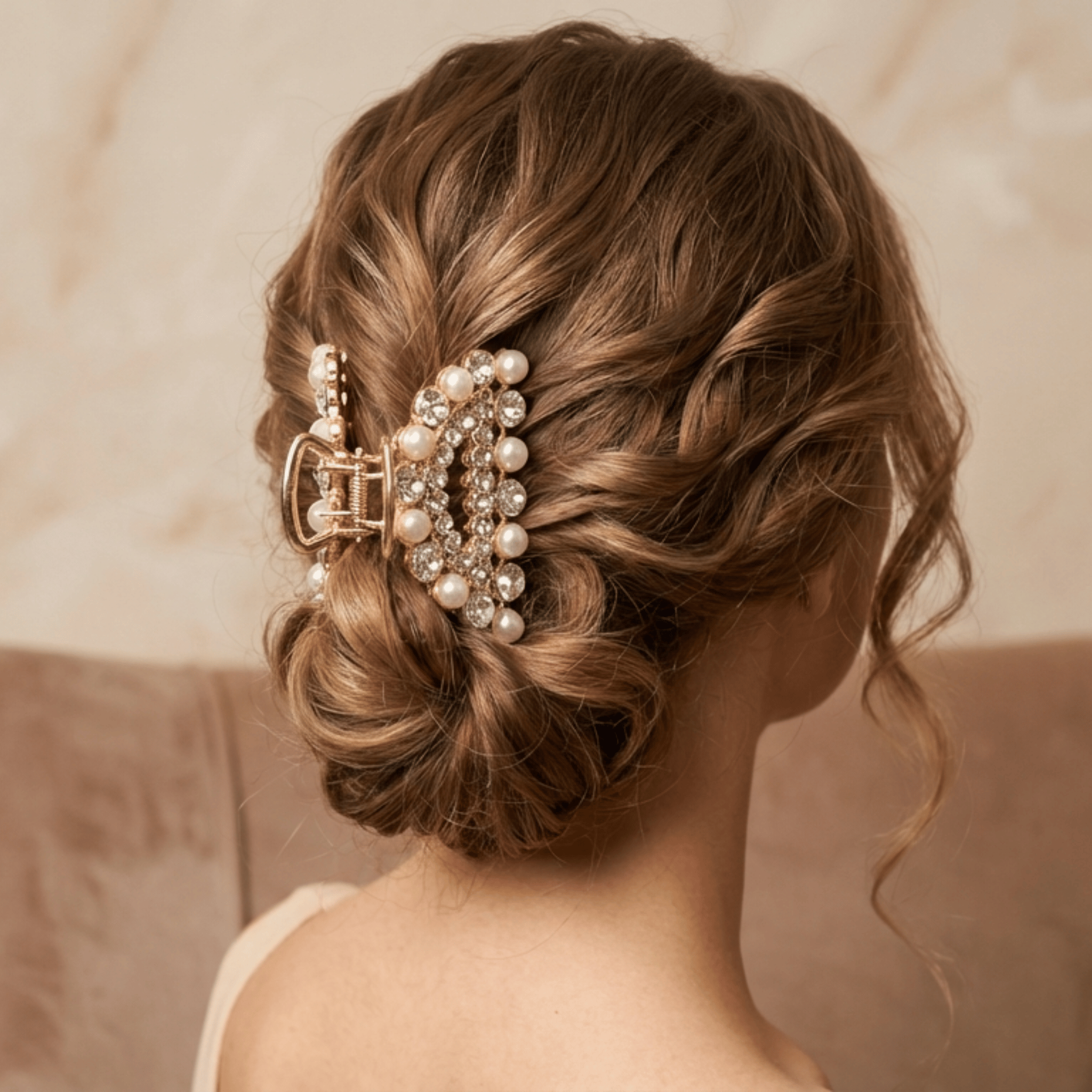 Royal Pearl Crystal Crown Hair Claw Clip - Image 4