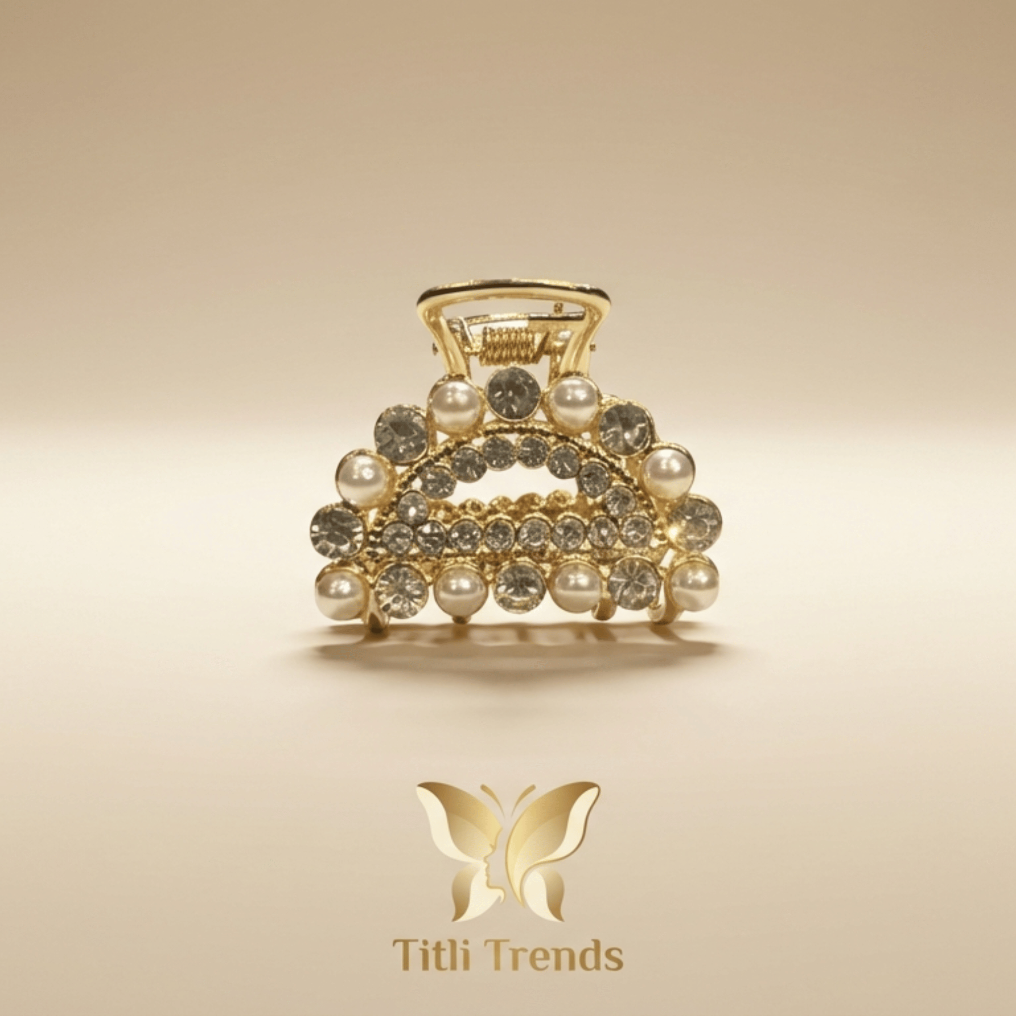 Royal Pearl Crystal Crown Hair Claw Clip