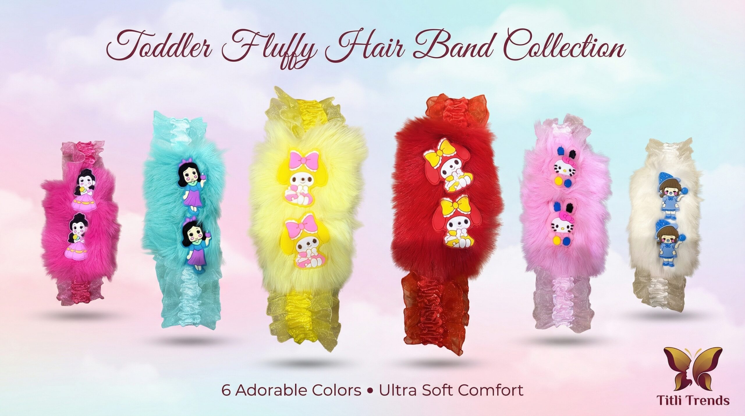 Toddler Fluffy Hair Band – Soft Princess Cartoon Baby Headband