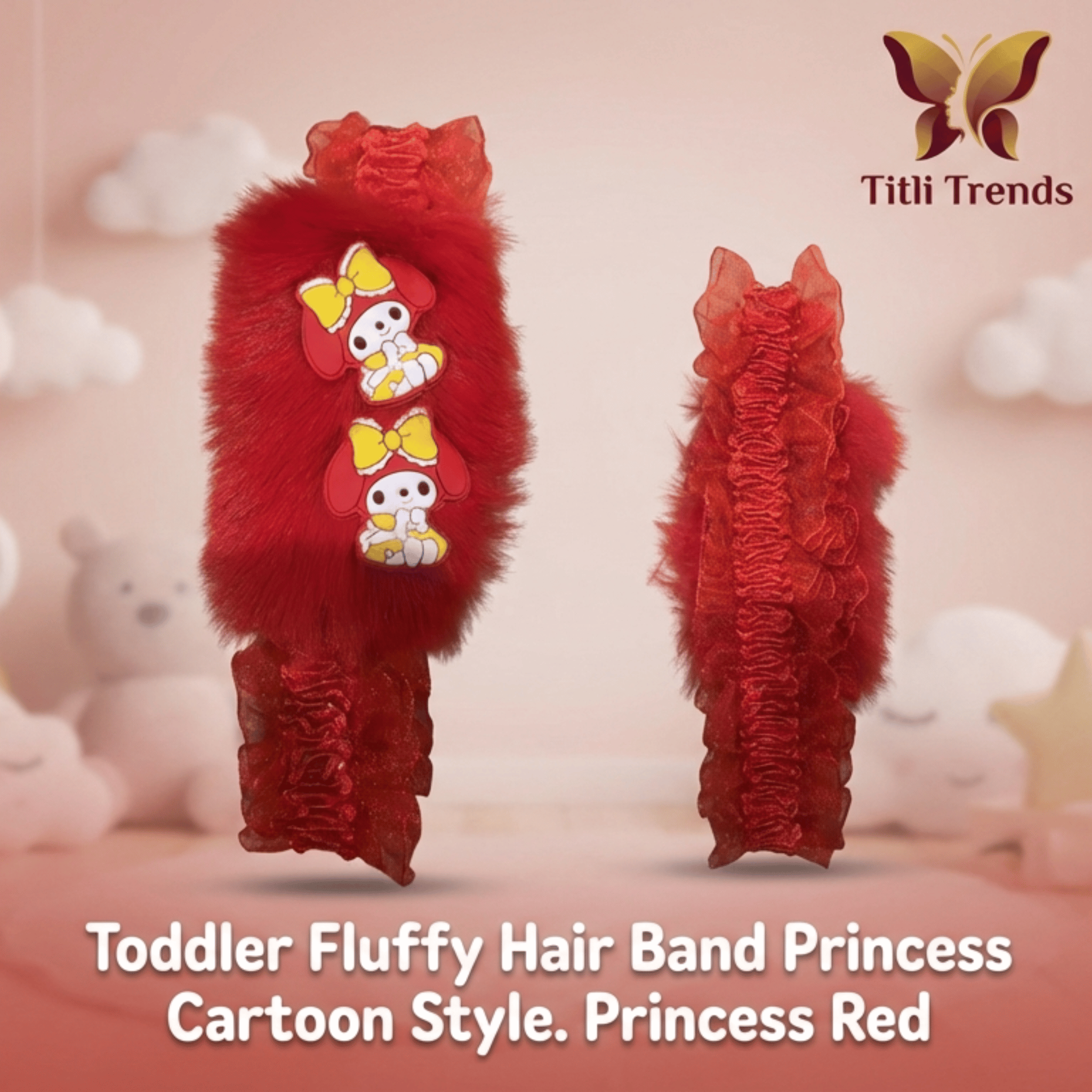 Toddler Fluffy Hair Band – Soft Princess Cartoon Baby Headband - Image 5