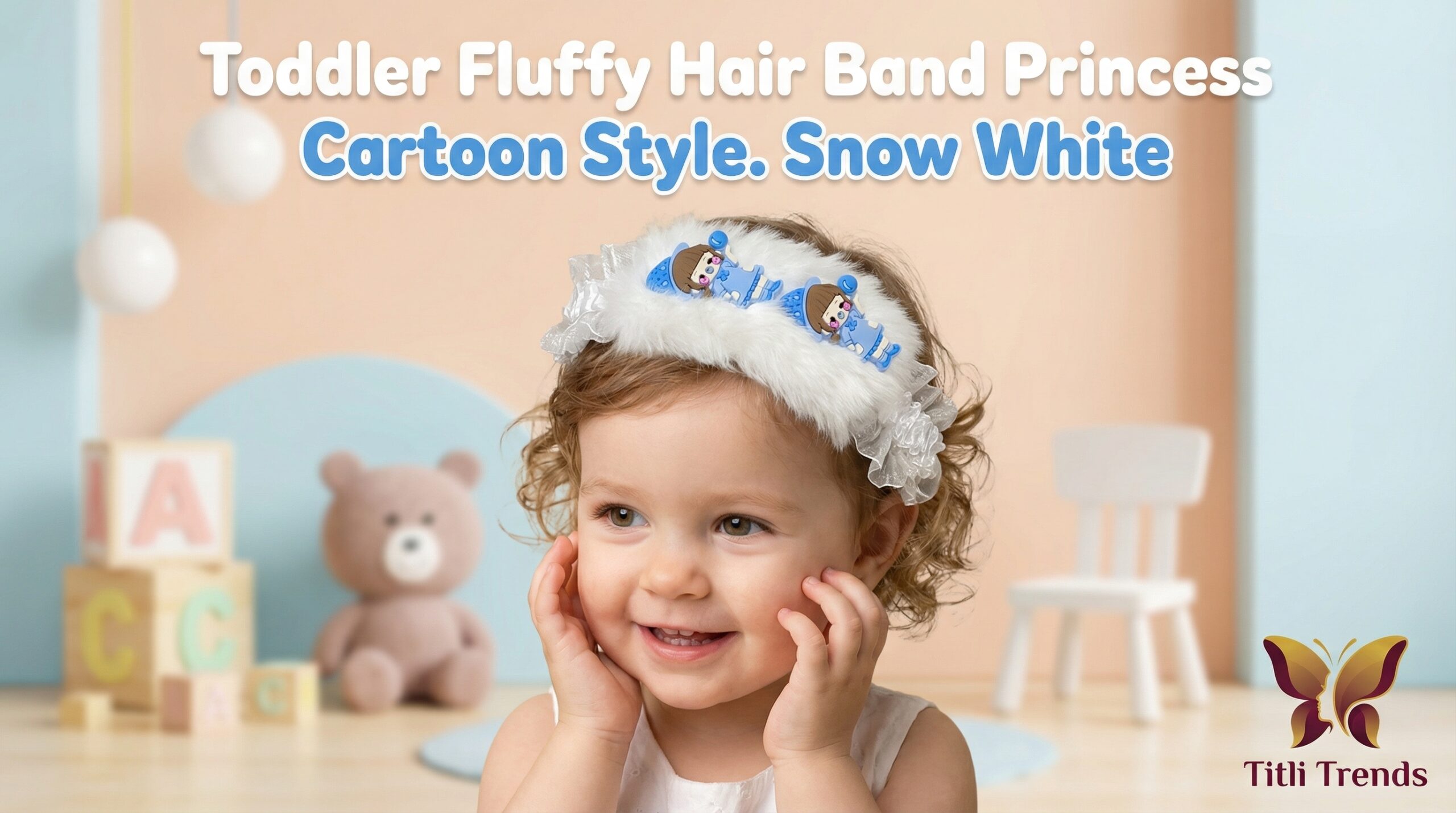 Toddler Fluffy Hair Band – Soft Princess Cartoon Baby Headband - Image 6