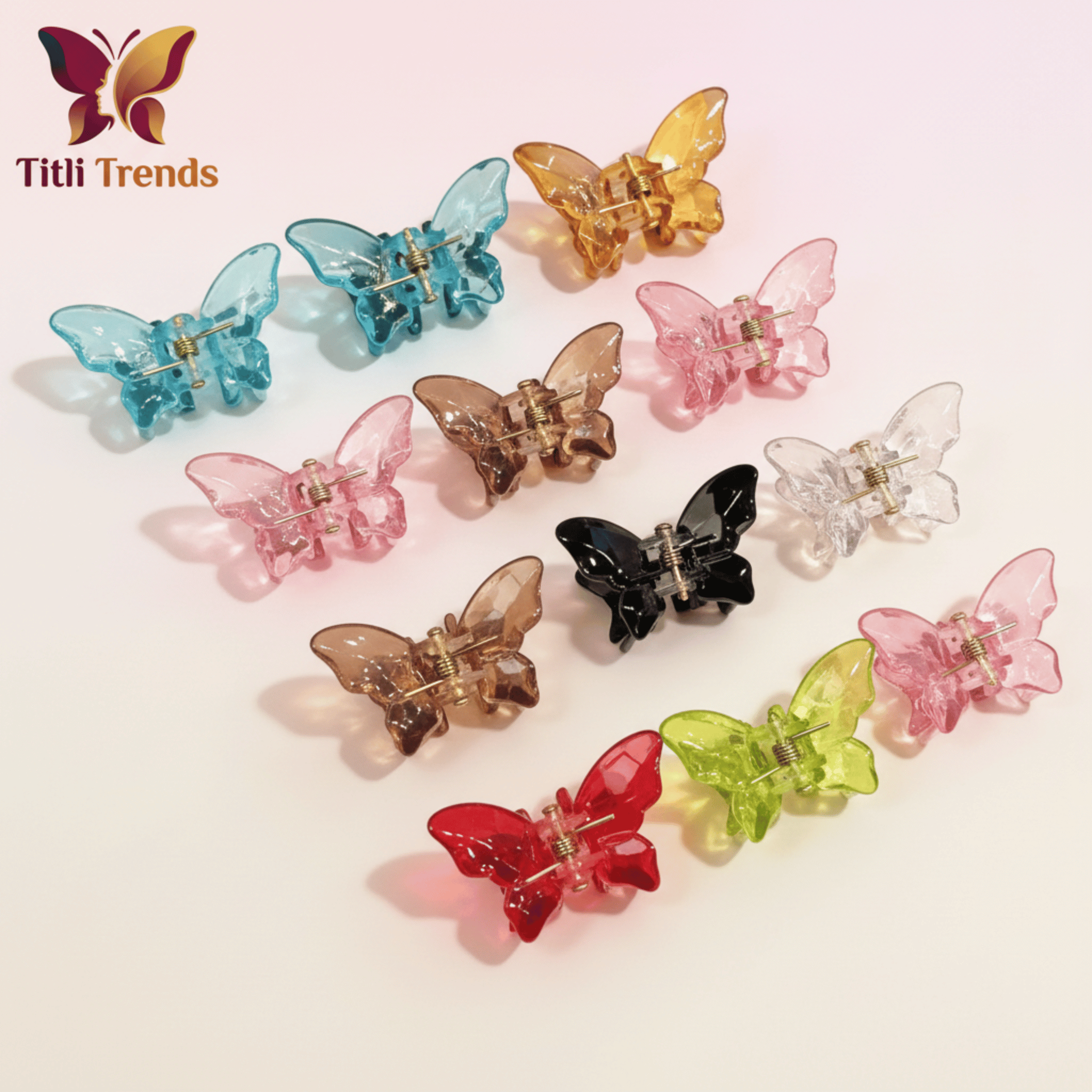Transparent Butterfly Hair Claw Clips Small Acrylic Resin Hairpins for Girls & Women