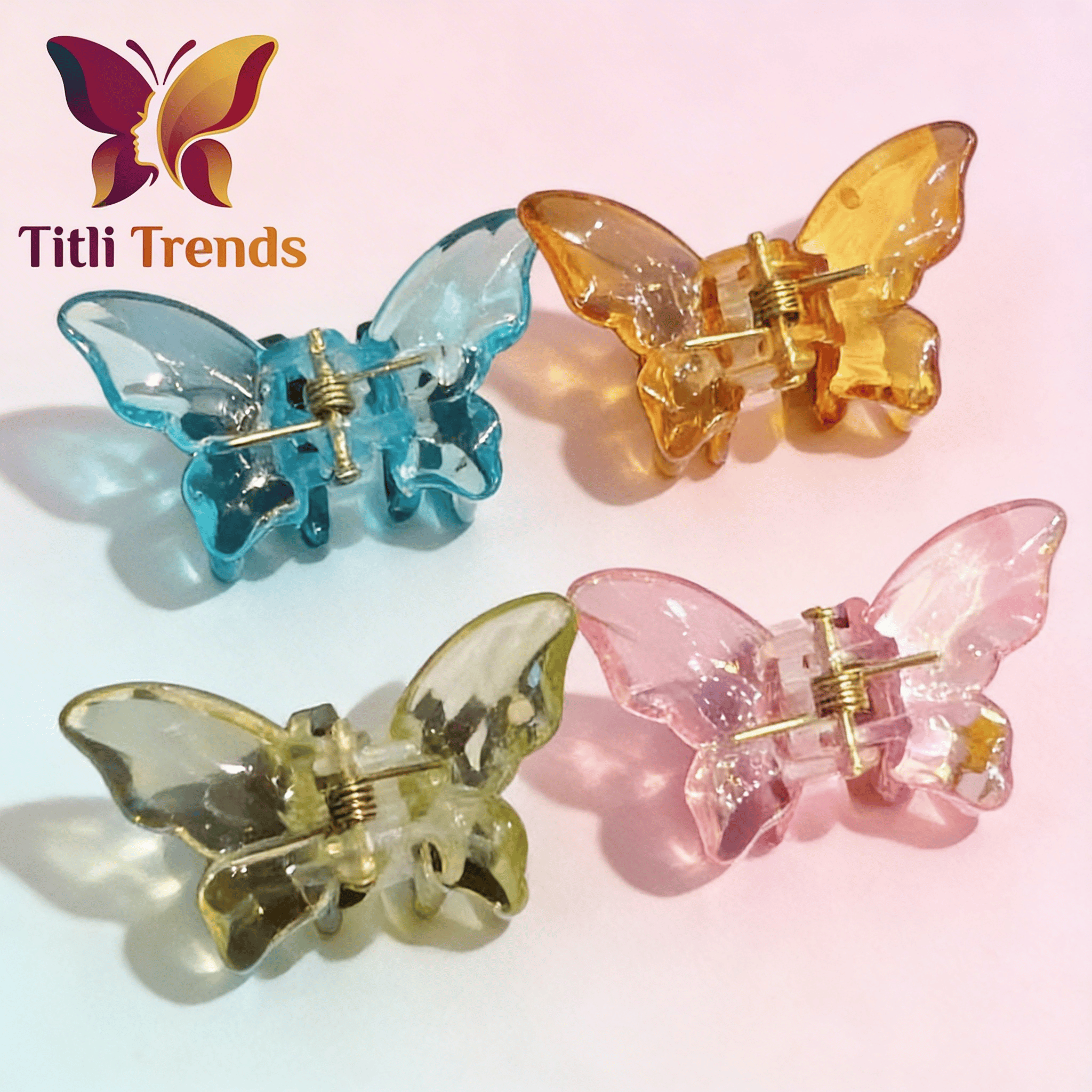 Transparent Butterfly Hair Claw Clips Small Acrylic Resin Hairpins for Girls & Women - Image 3